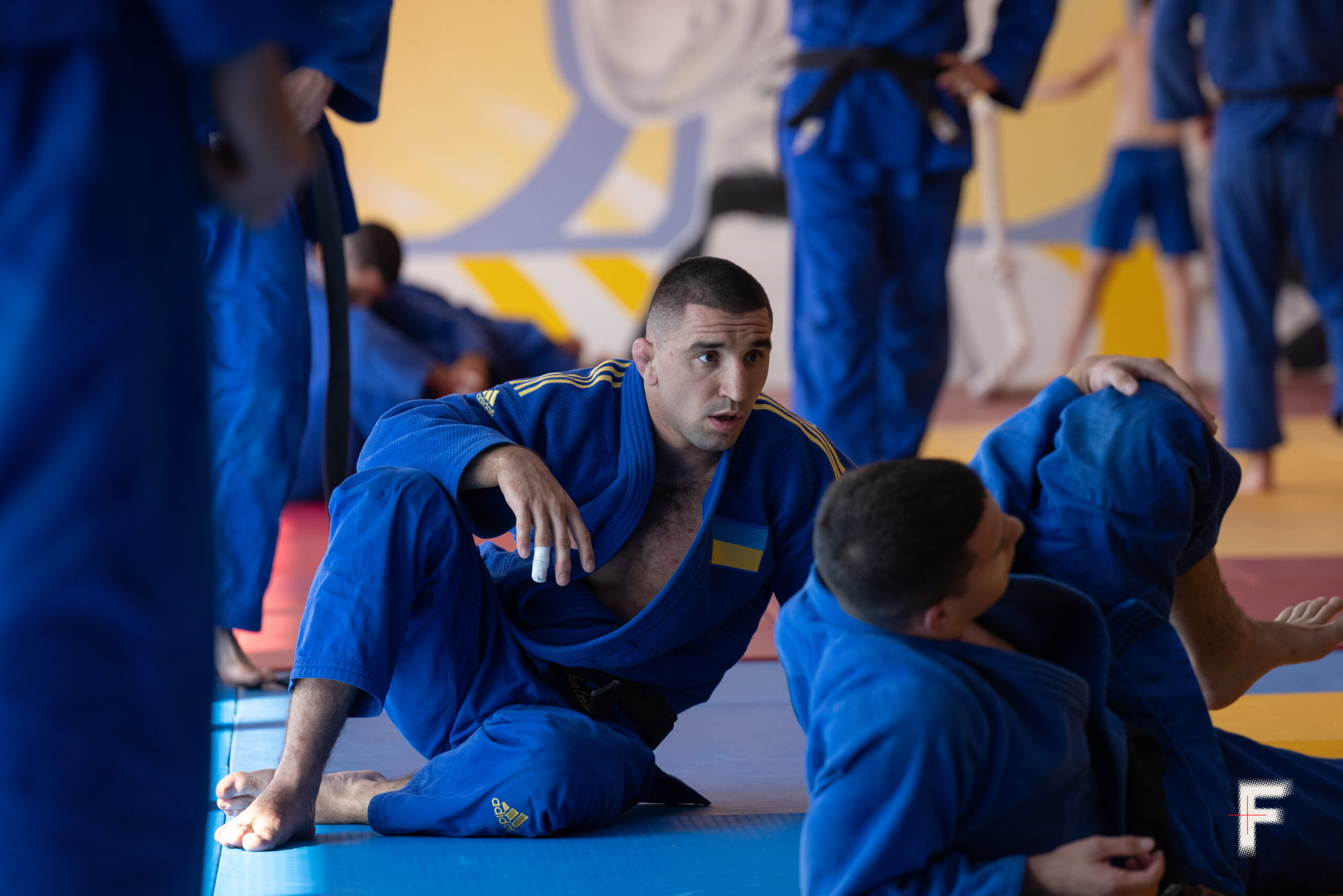 KYIV, UKRAINE - JUNE 27: Ukraine judoka Dilshot Khalmatov during training for  the Olympic Games at the training camp at Ukrainian National Olympic Base Koncha-Zaspa on June 27, 2024 in Kyiv, Ukraine. Ukraine will send more than 100 athletes to the 2024 Summer Olympic Games in Paris, a smaller number than it sent to the Tokyo 2021 games, before Russia's large-scale invasion. (Photo by Andriy Dubchak/Frontliner/Getty Images)