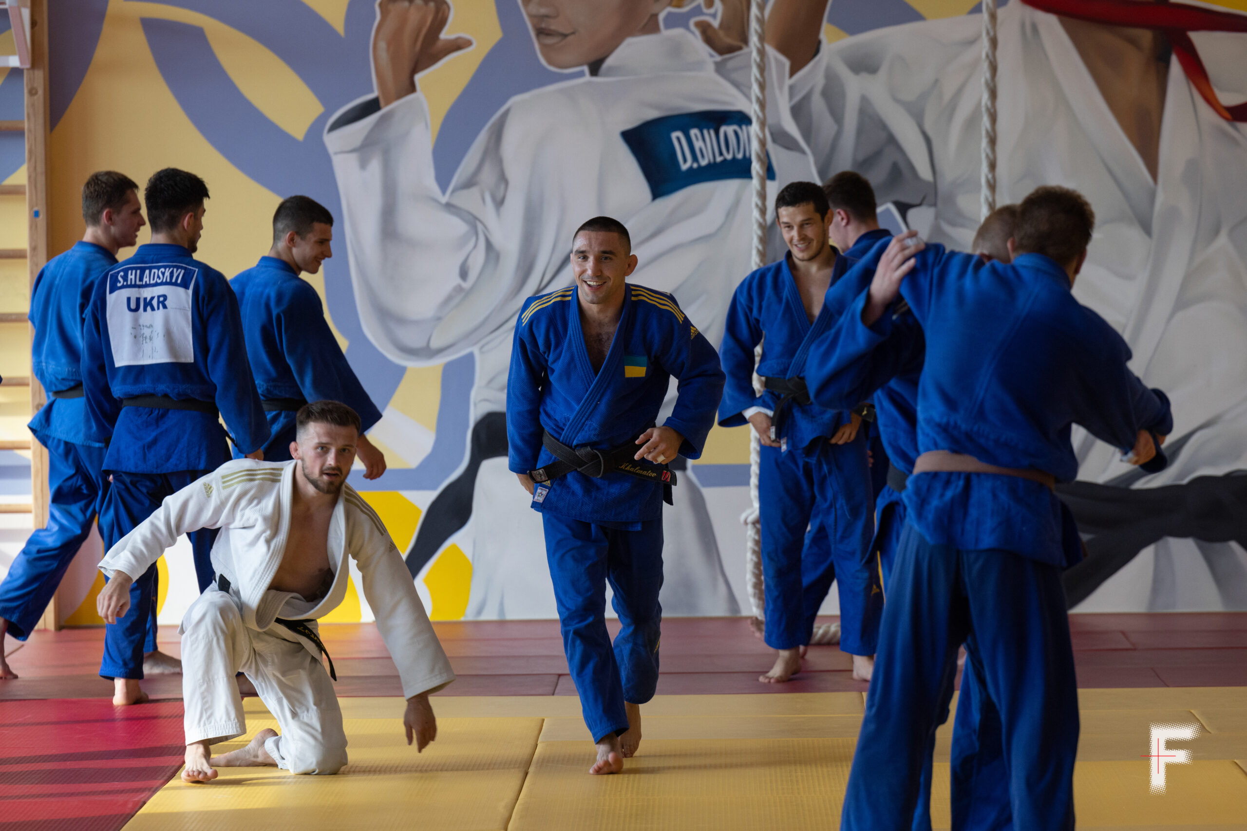 KYIV, UKRAINE - JUNE 27: Ukraine judoka Dilshot Khalmatov during training for  the Olympic Games at the training camp at Ukrainian National Olympic Base Koncha-Zaspa on June 27, 2024 in Kyiv, Ukraine. Ukraine will send more than 100 athletes to the 2024 Summer Olympic Games in Paris, a smaller number than it sent to the Tokyo 2021 games, before Russia's large-scale invasion. (Photo by Andriy Dubchak/Frontliner/Getty Images)